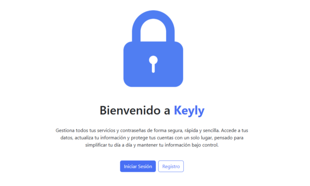 Imagen de aplicación web Keyly, gestor de contraseñas