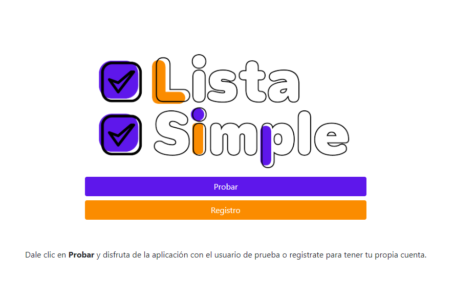 Interfaz de la app Lista Simple